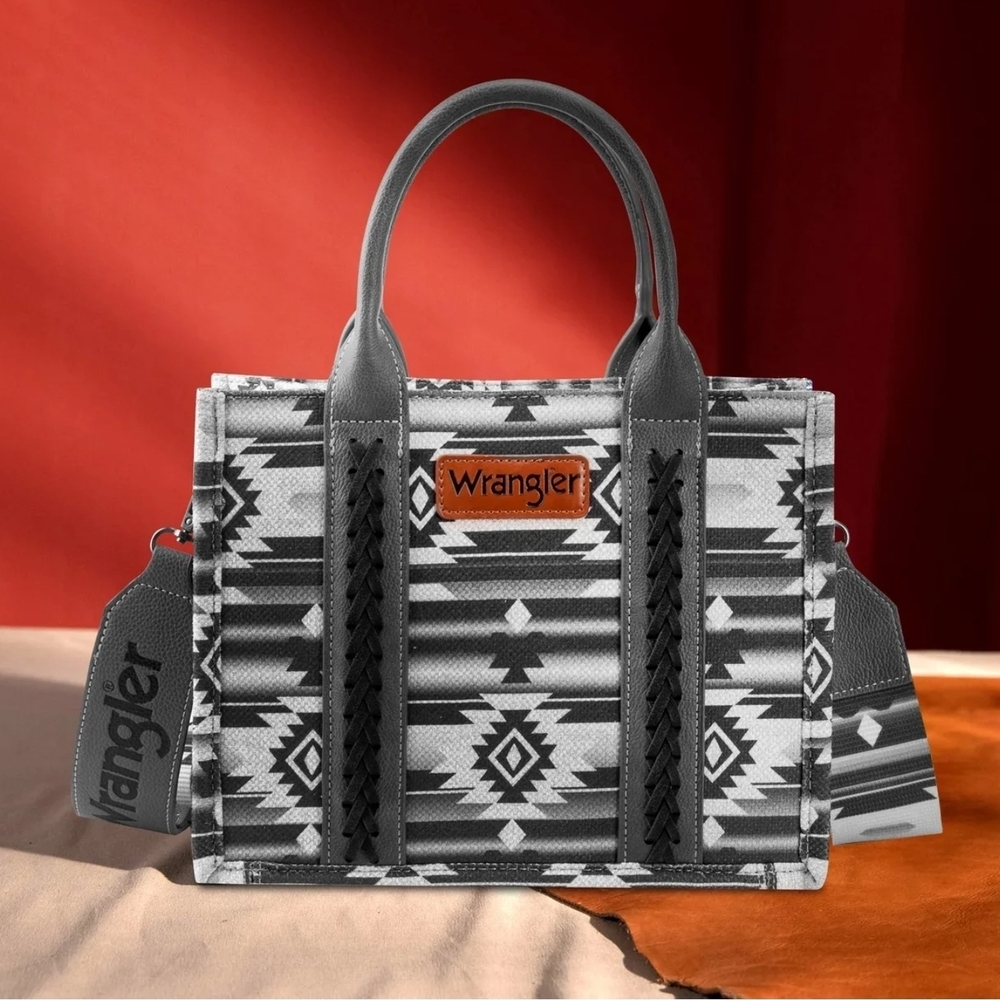 Wrangler Black and Gray Aztec Tote NWT